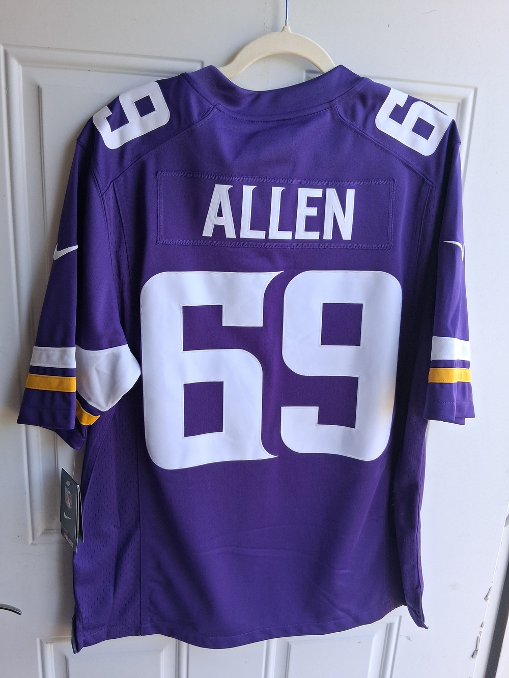 Nike Purple and Gold Men's Minnesota Vikings #69 Jared Allen Athletic Jersey